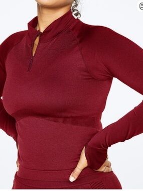 Victoria’s Secret Pink Active Crimson Red Quarter Zip Top - women’s size M/L